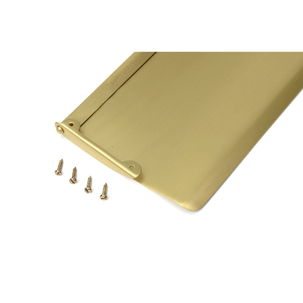 High quality images of the From The Anvil - Satin Brass Small Letter Plate Cover | Sku. Anvil-52410 | available to order from Trade Door Handles, quick delivery at discounted prices.