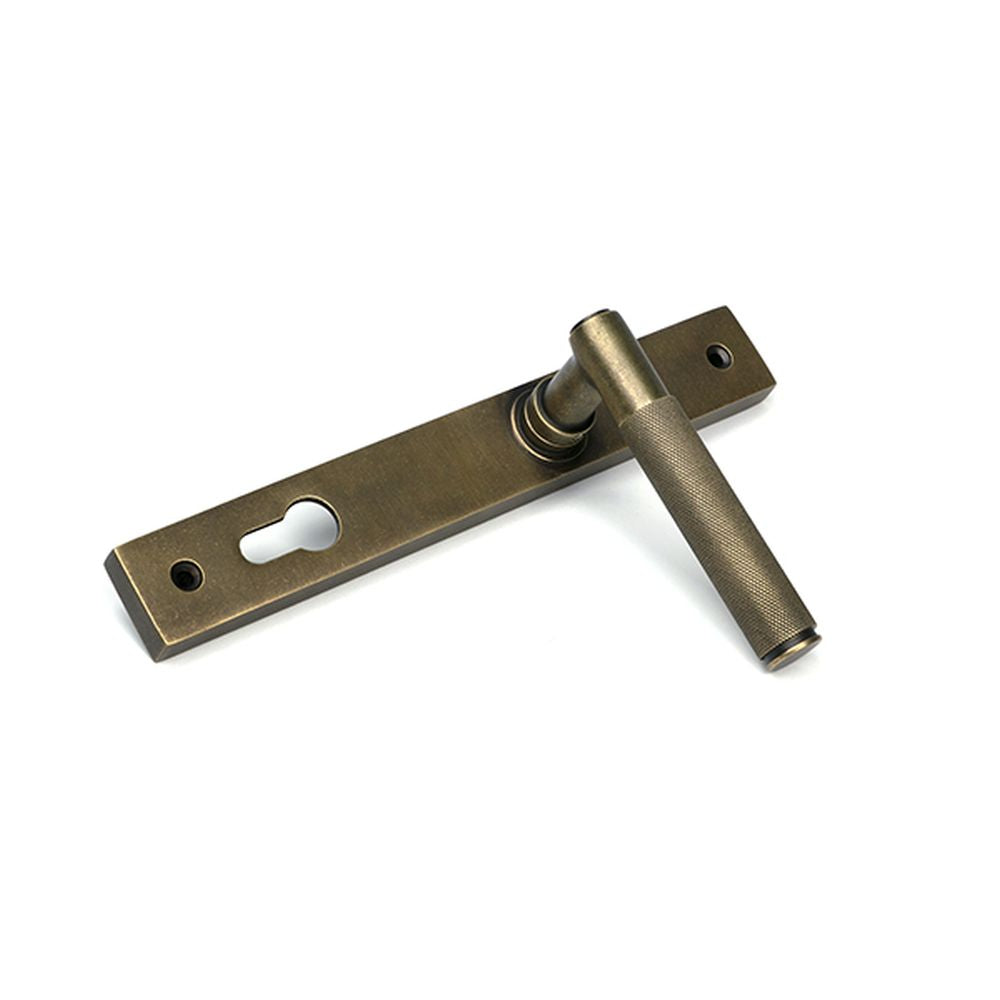High quality images of the From The Anvil - Burnished Brass Brompton Slimline Lever Espag. Lock Set | Sku. Anvil-52415 | available to order from Trade Door Handles, quick delivery at discounted prices.