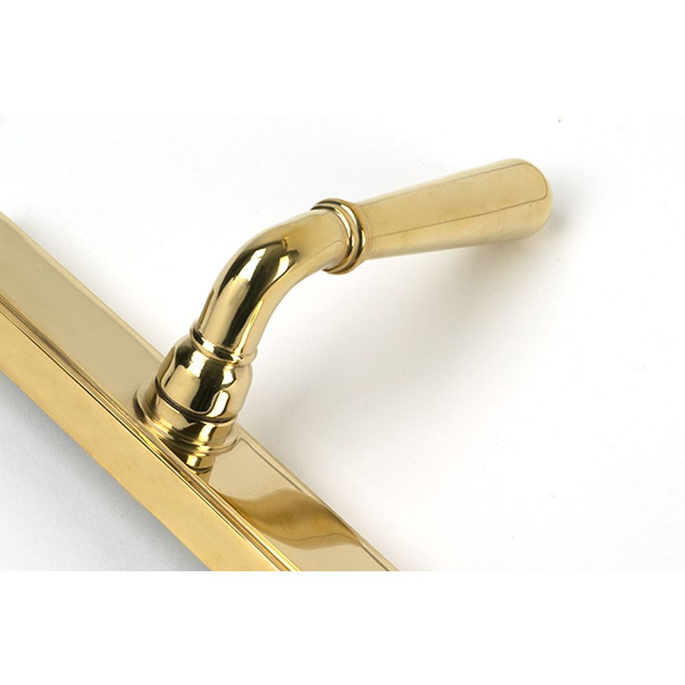 High quality images of the From The Anvil - Polished Brass Newbury Slimline Lever Espag. Latch Set | Sku. Anvil-52420 | available to order from Trade Door Handles, quick delivery at discounted prices.