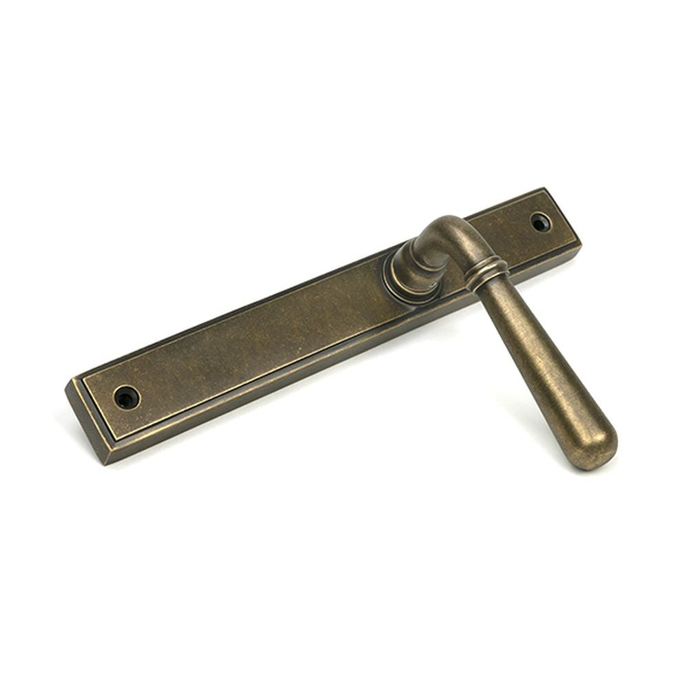 High quality images of the From The Anvil - Burnished Brass Newbury Slimline Lever Espag. Latch Set | Sku. Anvil-52421 | available to order from Trade Door Handles, quick delivery at discounted prices.