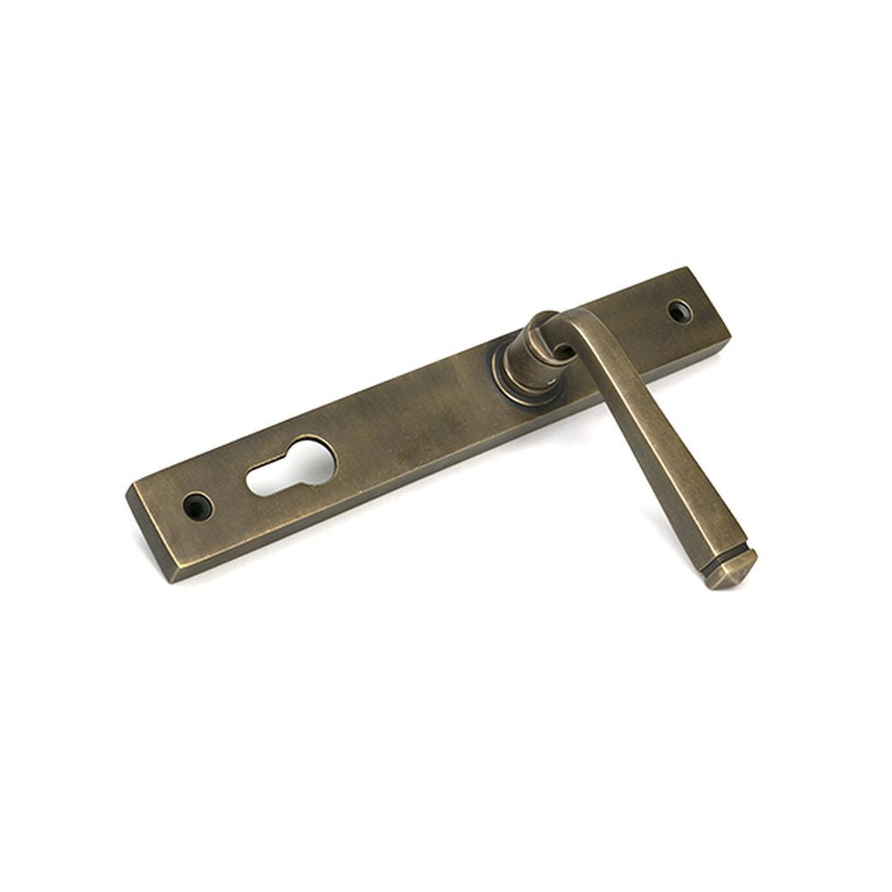 High quality images of the From The Anvil - Burnished Brass Avon Slimline Lever Espag. Lock Set | Sku. Anvil-52428 | available to order from Trade Door Handles, quick delivery at discounted prices.