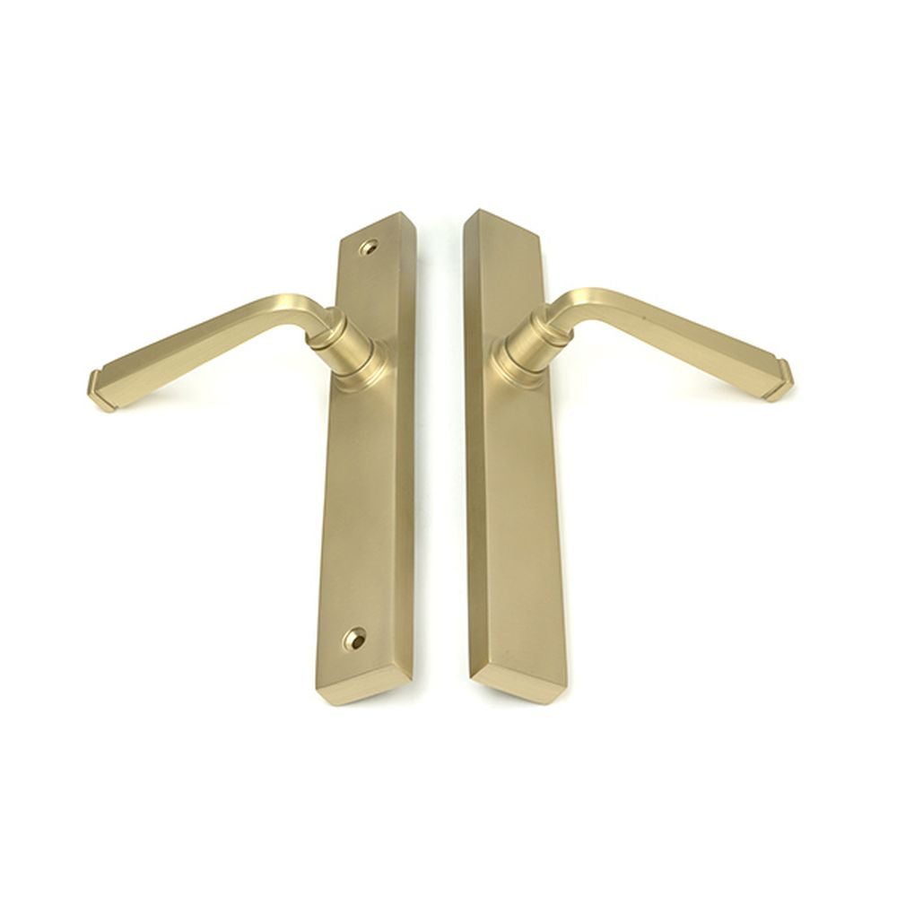 High quality images of the From The Anvil - Satin Brass Avon Slimline Lever Latch Set | Sku. Anvil-52431 | available to order from Trade Door Handles, quick delivery at discounted prices.
