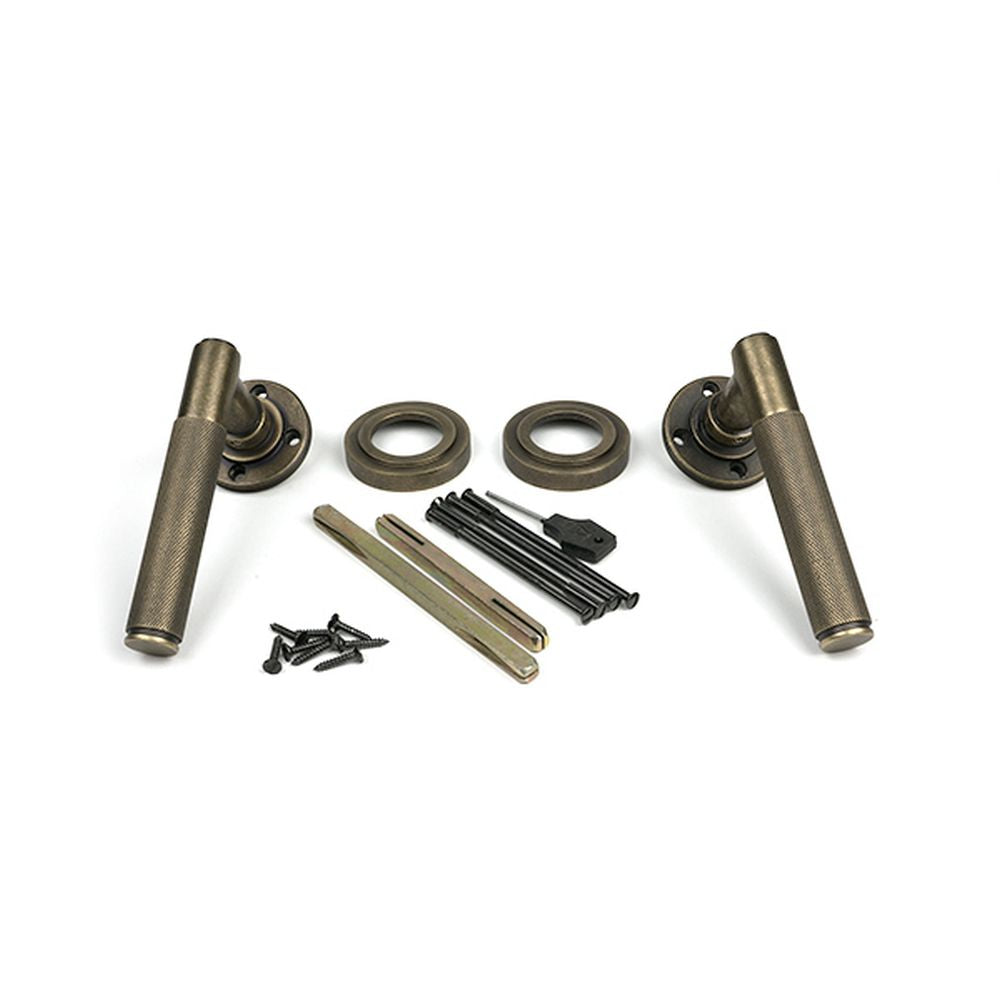 High quality images of the From The Anvil - Burnished Brass Brompton Lever on Rose Set (Art Deco) | Sku. Anvil-52434 | available to order from Trade Door Handles, quick delivery at discounted prices.