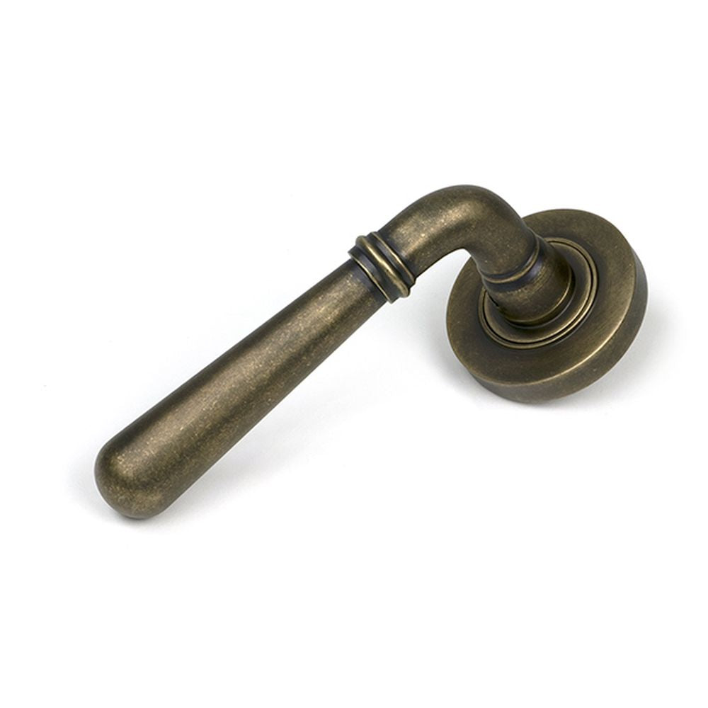 High quality images of the From The Anvil - Burnished Brass Newbury Lever on Rose Set (Plain) | Sku. Anvil-52437 | available to order from Trade Door Handles, quick delivery at discounted prices.