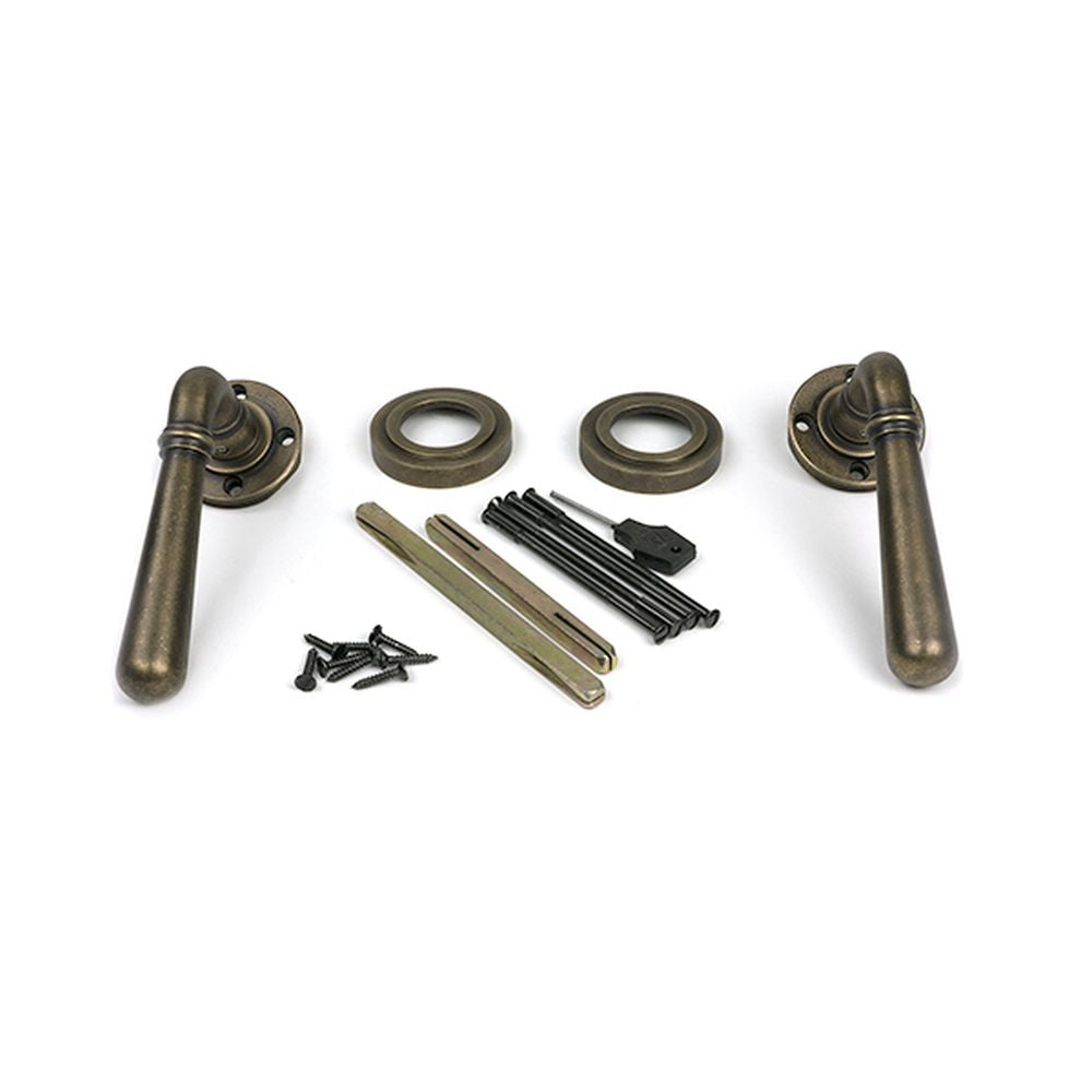 High quality images of the From The Anvil - Burnished Brass Newbury Lever on Rose Set (Art Deco) | Sku. Anvil-52438 | available to order from Trade Door Handles, quick delivery at discounted prices.