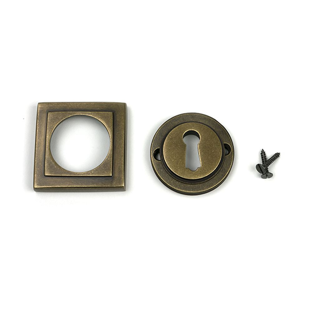 High quality images of the From The Anvil - Burnished Brass Round Escutcheon (Square) | Sku. Anvil-52446 | available to order from Trade Door Handles, quick delivery at discounted prices.