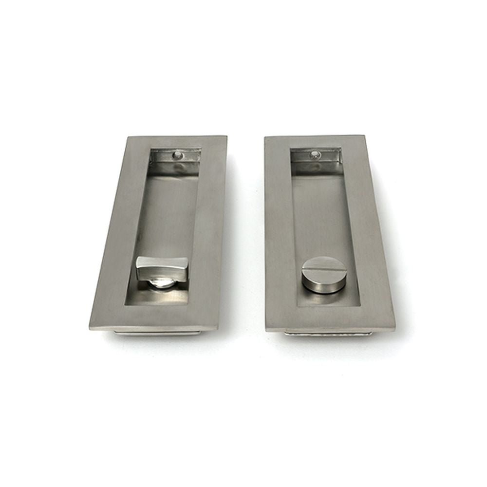 High quality images of the From The Anvil - Satin Marine SS (316) 175mm Plain Rectangular Pull - Privacy Set | Sku. Anvil-52502 | available to order from Trade Door Handles, quick delivery at discounted prices.