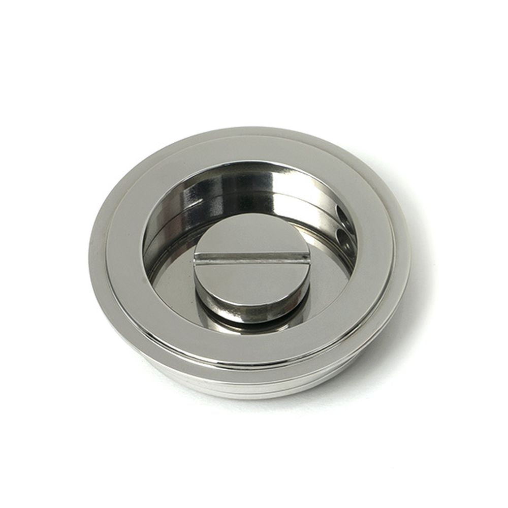 High quality images of the From The Anvil - Polished Marine SS (316) 60mm Art Deco Round Pull - Privacy Set | Sku. Anvil-52513 | available to order from Trade Door Handles, quick delivery at discounted prices.