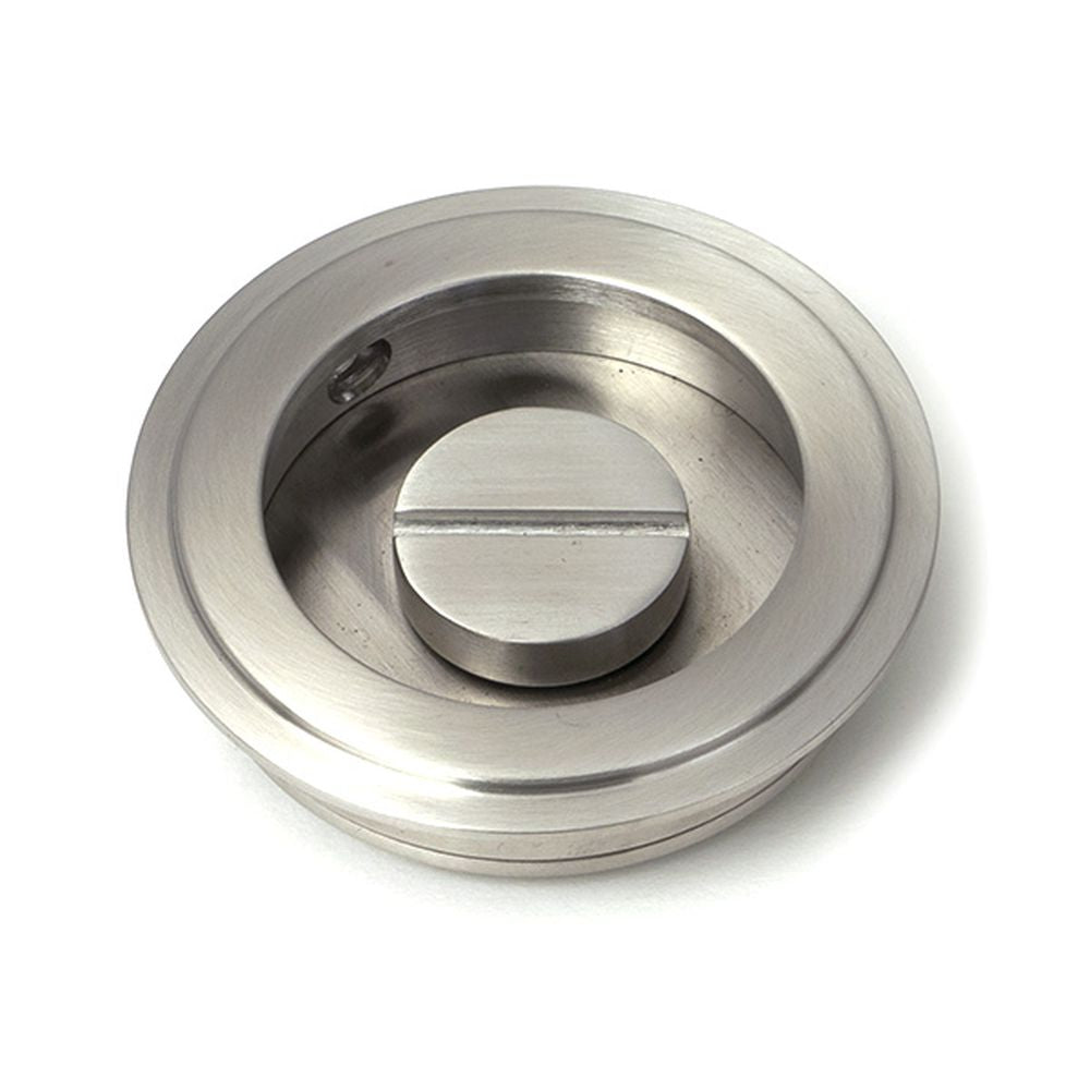 High quality images of the From The Anvil - Satin Marine SS (316) 60mm Art Deco Round Pull - Privacy Set | Sku. Anvil-52514 | available to order from Trade Door Handles, quick delivery at discounted prices.