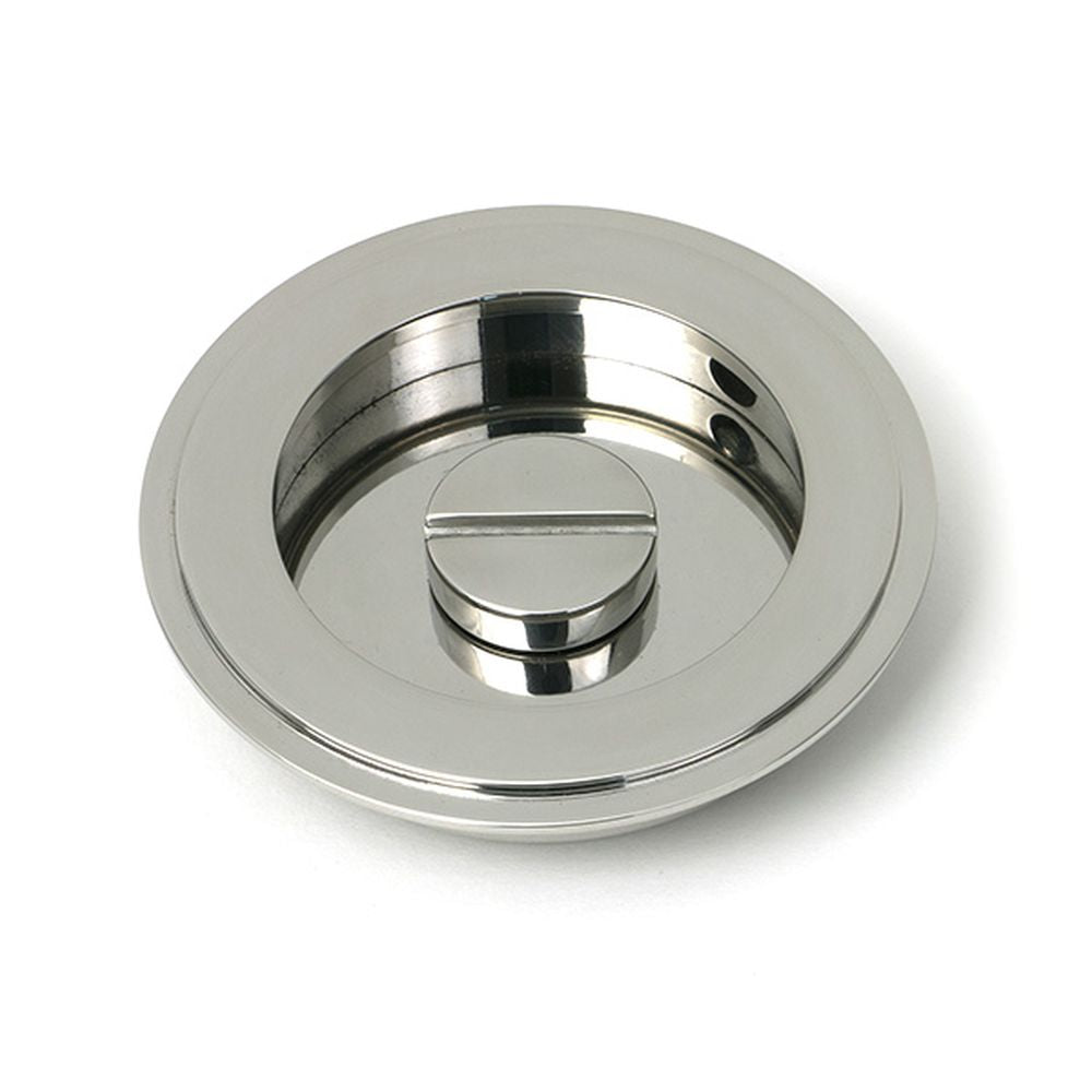 High quality images of the From The Anvil - Polished Marine SS (316) 75mm Art Deco Round Pull - Privacy Set | Sku. Anvil-52515 | available to order from Trade Door Handles, quick delivery at discounted prices.