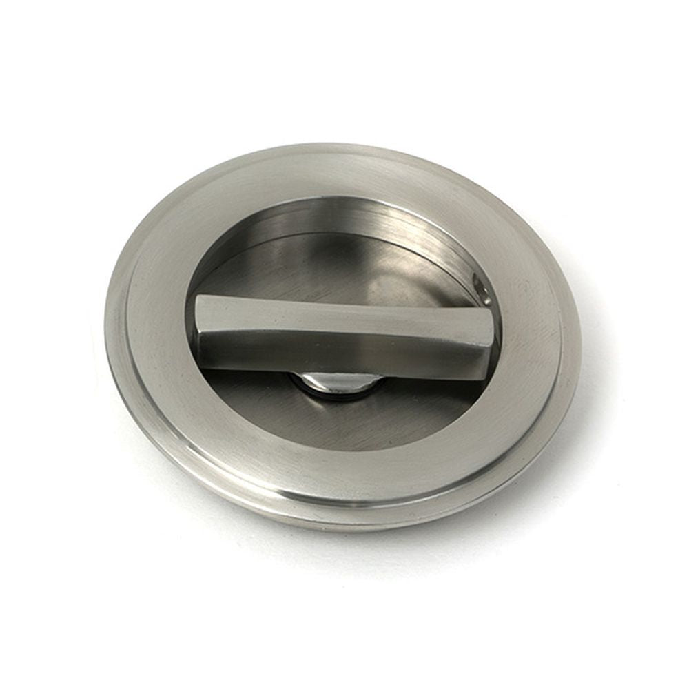 High quality images of the From The Anvil - Satin Marine SS (316) 75mm Art Deco Round Pull - Privacy Set | Sku. Anvil-52516 | available to order from Trade Door Handles, quick delivery at discounted prices.