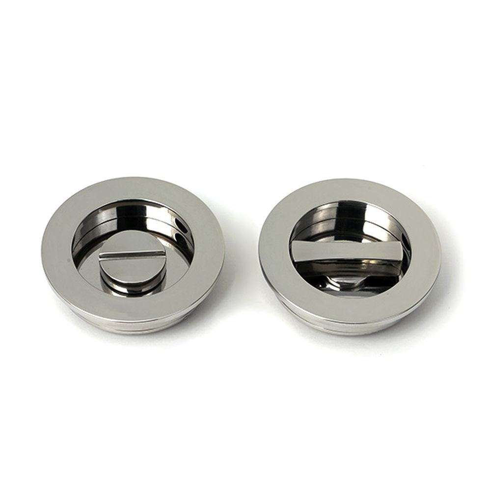 High quality images of the From The Anvil - Polished Marine SS (316) 60mm Plain Round Pull - Privacy Set | Sku. Anvil-52517 | available to order from Trade Door Handles, quick delivery at discounted prices.