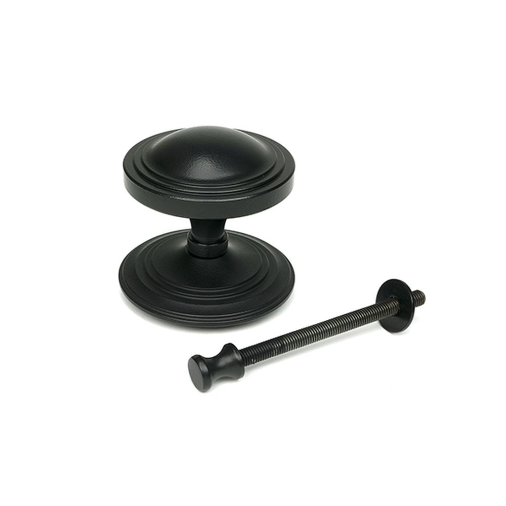 High quality images of the From The Anvil - Matt Black Art Deco Centre Door Knob | Sku. Anvil-52533 | available to order from Trade Door Handles, quick delivery at discounted prices.