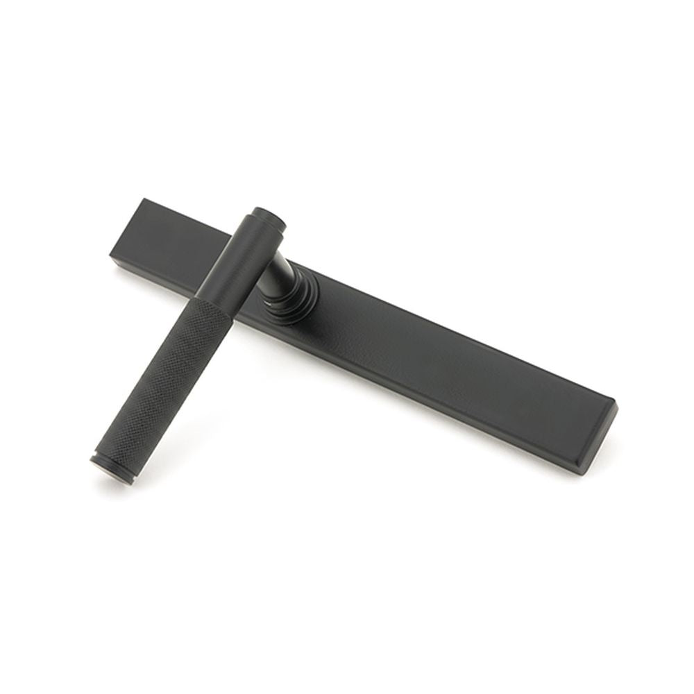 High quality images of the From The Anvil - Matt Black Brompton Slimline Lever Espag. Latch Set | Sku. Anvil-52540 | available to order from Trade Door Handles, quick delivery at discounted prices.