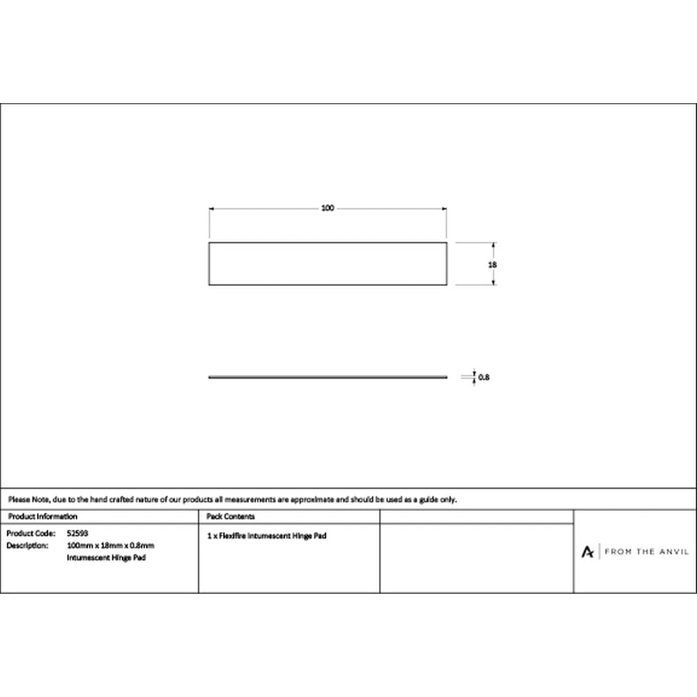 High quality images of the From The Anvil - 100mm x 30mm x 0.8mm Anvil Intumescent Hinge Pad (Each) (FD 60) | Sku. Anvil-52593 | available to order from Trade Door Handles, quick delivery at discounted prices.
