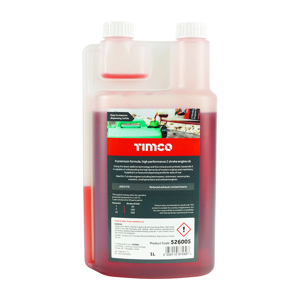 This is an image of Timco - 2 Stroke Engine Oil 1L (1 Each Bottle) PCS526005