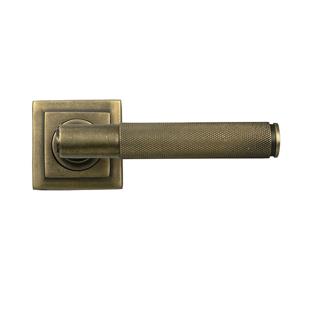 High quality images of the From The Anvil - Burnished Brass Brompton Lever on Rose Set (Square) - Unsprung | Sku. Anvil-52639 | available to order from Trade Door Handles, quick delivery at discounted prices.