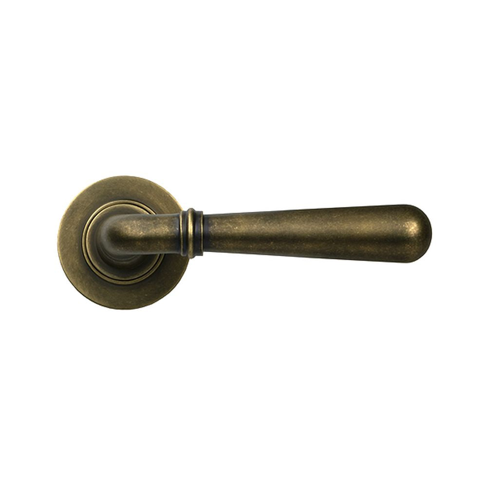 High quality images of the From The Anvil - Burnished Brass Newbury Lever on Rose Set (Plain) - Unsprung | Sku. Anvil-52640 | available to order from Trade Door Handles, quick delivery at discounted prices.
