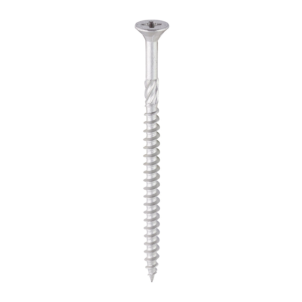 This is an image of Timco - C2 Exterior Strong-Fix Screws - PZ - Double Countersunk with Ribs - Twin-Cut - Silver 6.0 x 100mm - (60 PCS Tub) 60100C2S