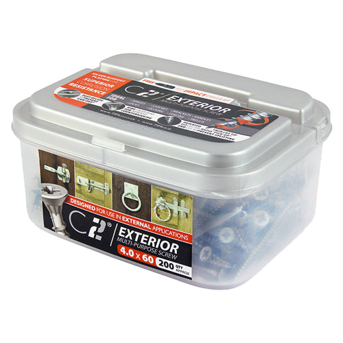 This is an image of Timco - C2 Exterior Strong-Fix Screws - PZ - Double Countersunk with Ribs - Twin-Cut - Silver 6.0 x 100mm - (60 PCS Tub) 60100C2S