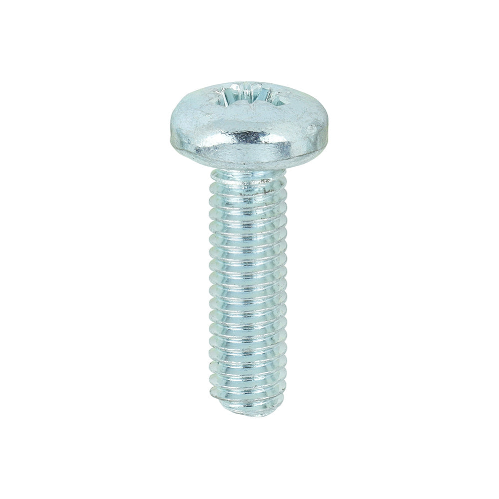 This is an image of Timco - Metric Threaded Machine Screws - PZ - Pan Head - Zinc M6 x 20mm - (100 PCS Box) 6020PPM