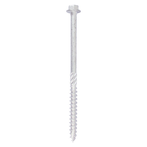 This is an image of Timco - Timber Frame Construction & Landscaping Screws - Hex - Exterior - Silver Organic 6.0 x 100mm - (10 PCS TIMbag) 6100INI