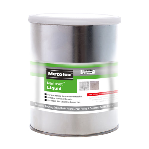 This is an image of Timco - Metolux 2 Part Metoset Liquid Mortar - Grey 1kg (1 Each Tin) PCS65628