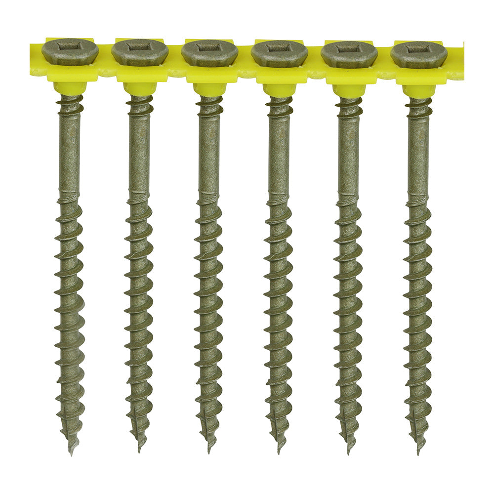 This is an image of Timco - C2 Collated Deck-Fix Screws - SQ - Countersunk with Ribs - Twin-Cut - Green 4.5 x 65mm - (500 PCS Box) 65C2DCOLL