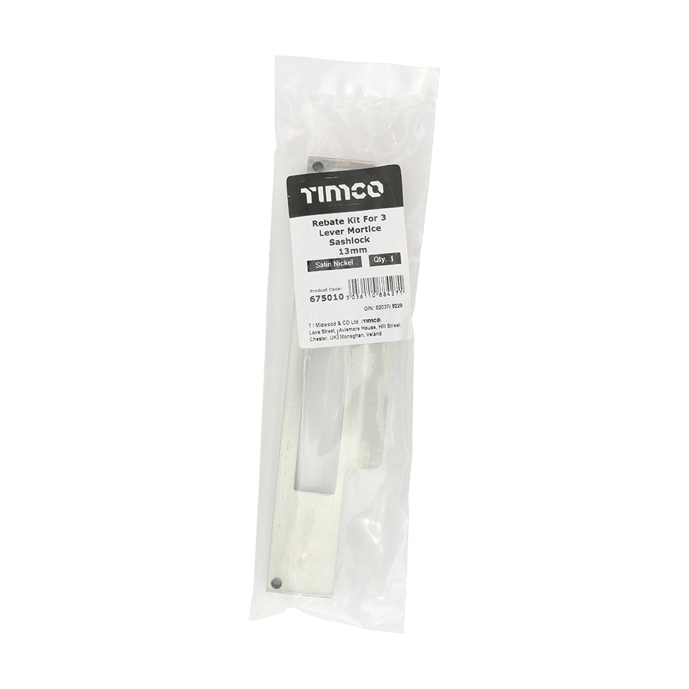 This is an image of Timco - 3 Lever Sashlock Rebate Kit - Satin Nickel 13mm (1 Each Bag) 675010