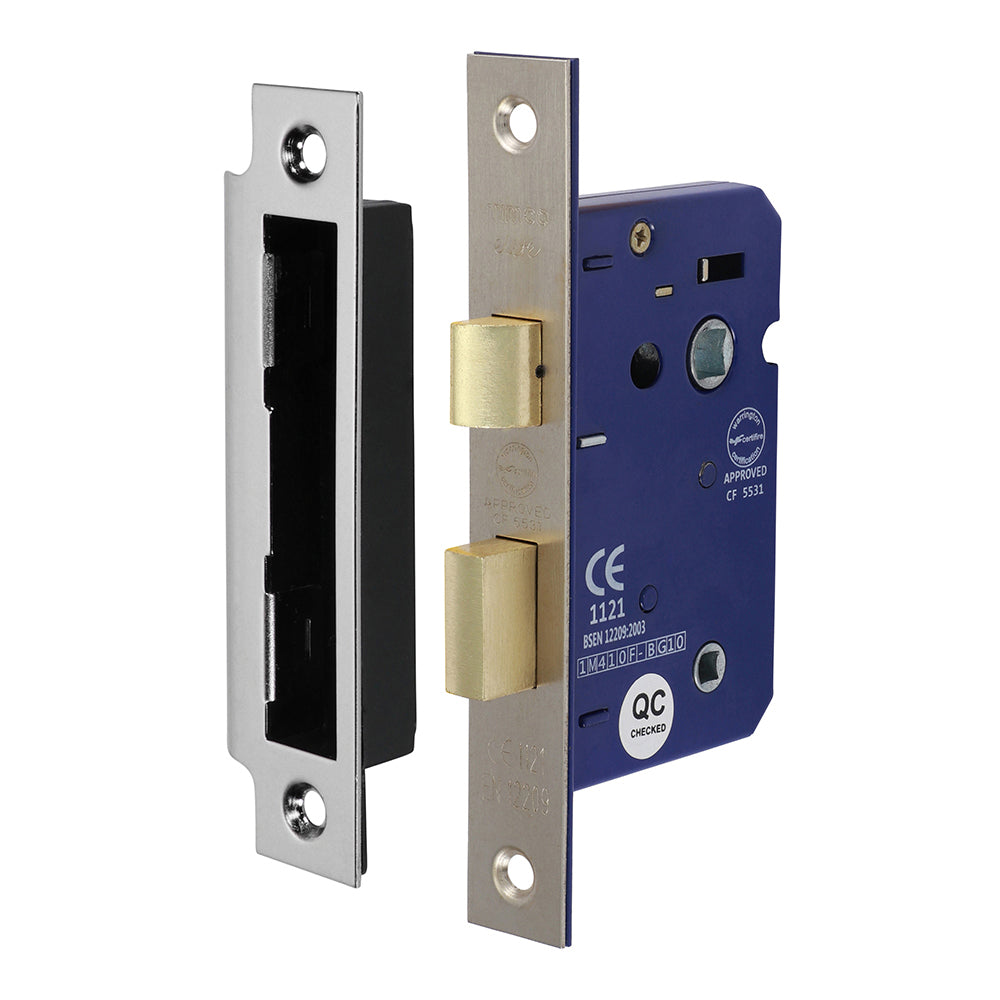 This is an image of Timco - Bathroom Lock - Satin Nickel 65mm (1 Each Box) 675359