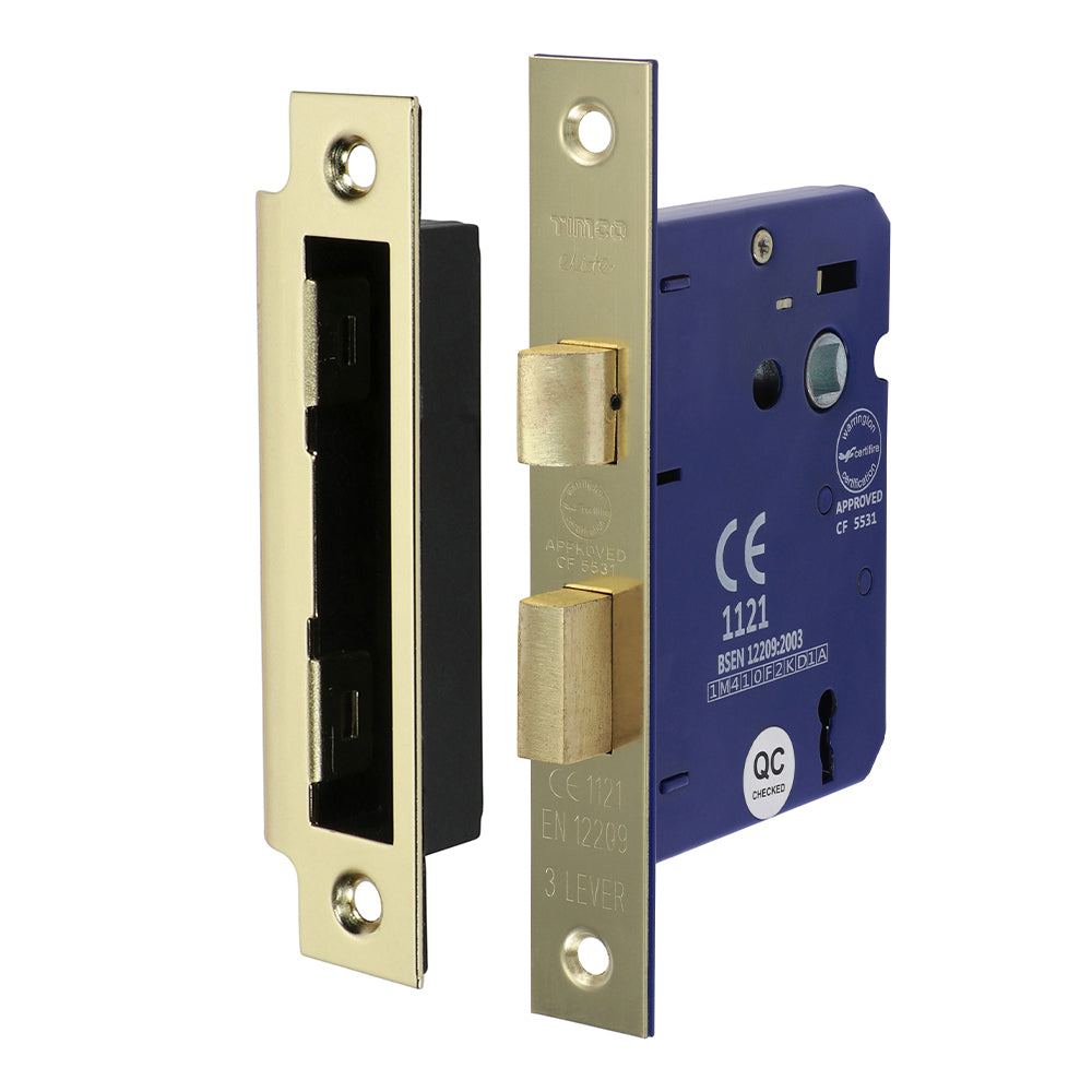 This is an image of Timco - 3 Lever Sashlock - Electro Brass 78 case / 58 backset (1 Each Box) 675456