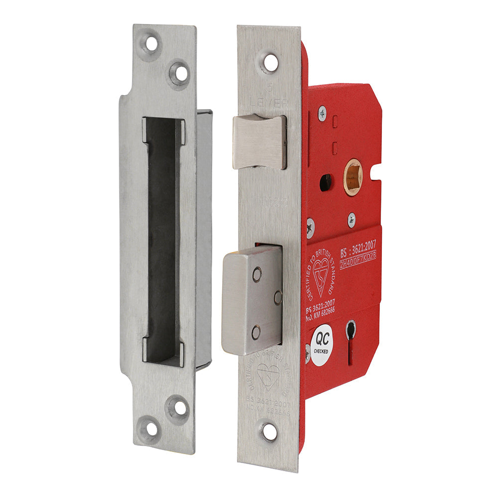 This is an image of Timco - 5 Lever British Standard CE Sashlock - Stainless Steel - Satin 66 case / 45 backset (1 Each Box) 675834
