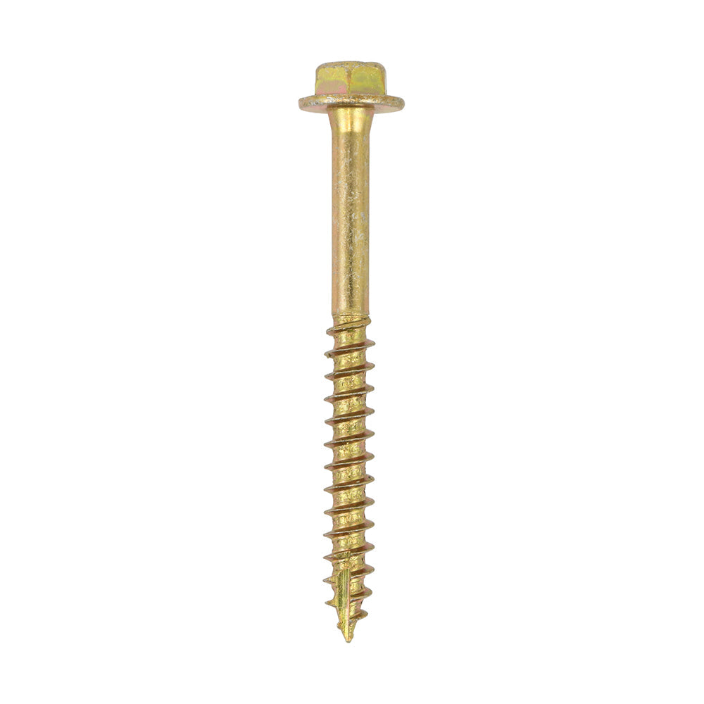 This is an image of Timco - Advanced Coach Screws - Hex Flange - Yellow 6.0 x 80mm - (80 PCS TIMbag) 680SCSYB