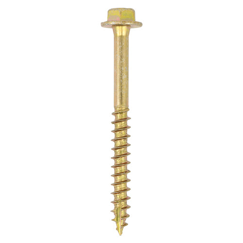 This is an image of Timco - Advanced Coach Screws - Hex Flange - Yellow 6.0 x 80mm - (100 PCS Box) 680SCSY