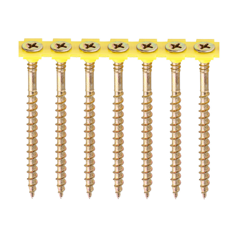 This is an image of Timco - Solo Collated Chipboard & Woodscrews - PH - Double Countersunk - Yellow 4.5 x 70mm - (500 PCS Box) 70SCOLY
