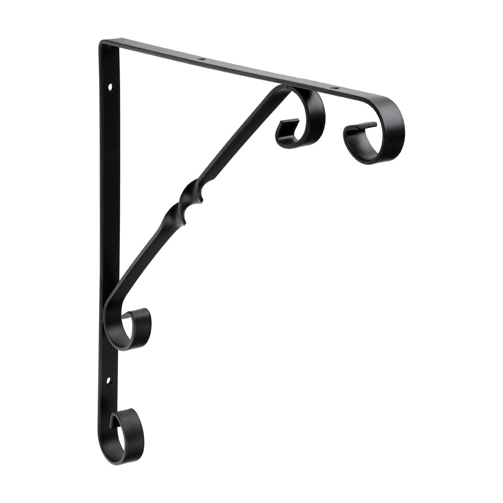This is an image of Timco - Scroll Bracket - Black 10 x 10" 712973