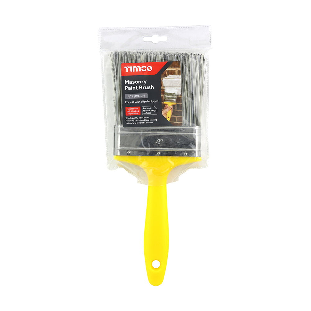 This is an image of Timco - Masonry Paint Brush 100mm (1 Each Plastic Header) 720002