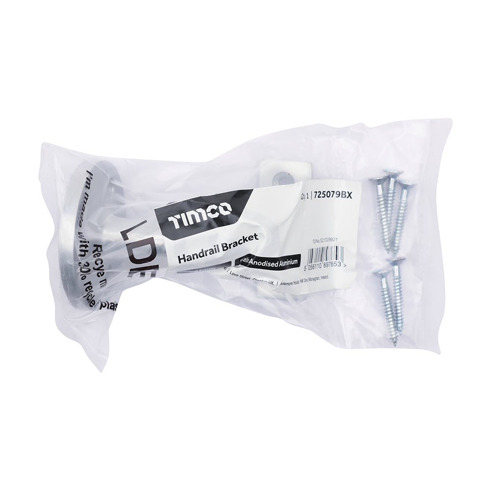 This is an image of Timco - Handrail Bracket - Satin Anodised Aluminium 63mm (1 Each Bag) 725079BX