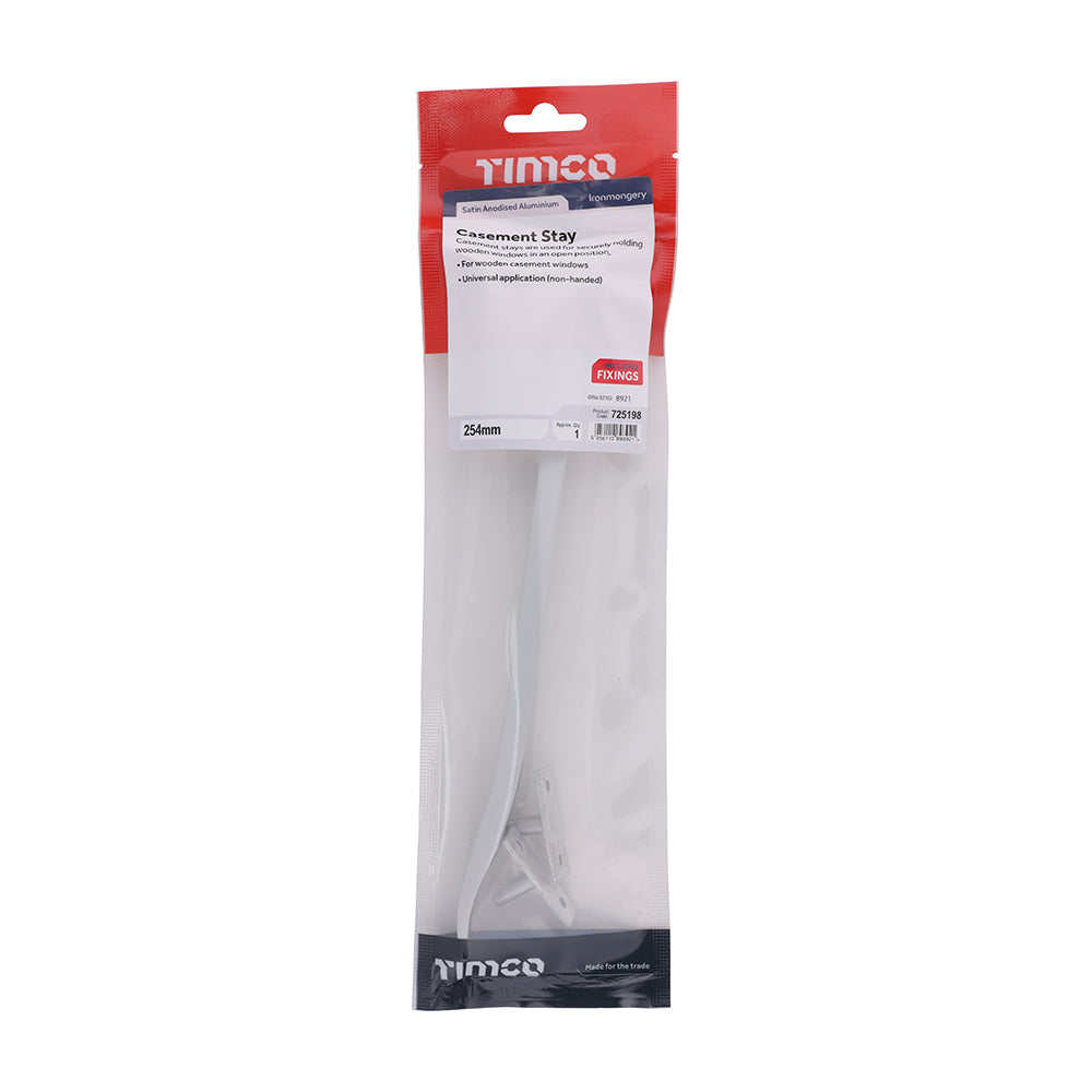 This is an image of Timco - Casement Stay - Satin Anodised Aluminium 254mm (1 Each TIMpac) 725198