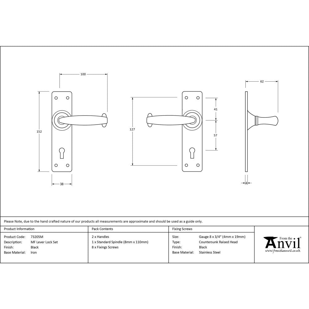 From The Anvil - Black MF Lever Lock Set | Sku. 73205M | Trade Door Handles.