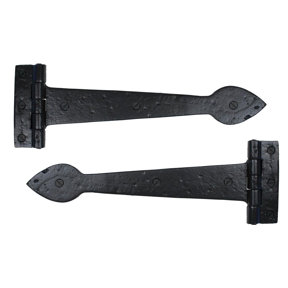 From The Anvil - Black Smooth 12" Cast T Hinge (pair) | Sku. 73226 | Trade Door Handles.