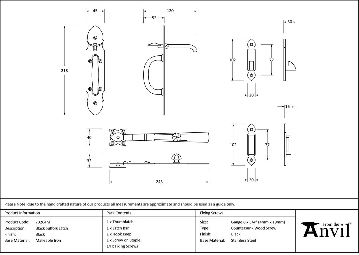 From The Anvil - Black Cast Suffolk Latch | Sku. 73264M | Trade Door Handles.