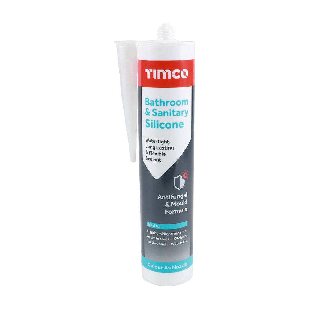 This is an image of Timco - Bathroom & Sanitary Silicone - Clear 300ml (1 Each Cartridge) PCS732653