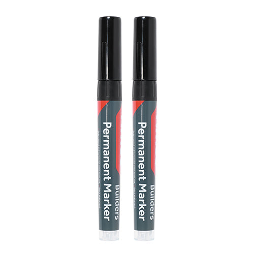 This is an image of Timco - Builders Permanent Markers - Chisel & Fine Tip - Black Mixed (2 Pieces Blister Pack) 736333