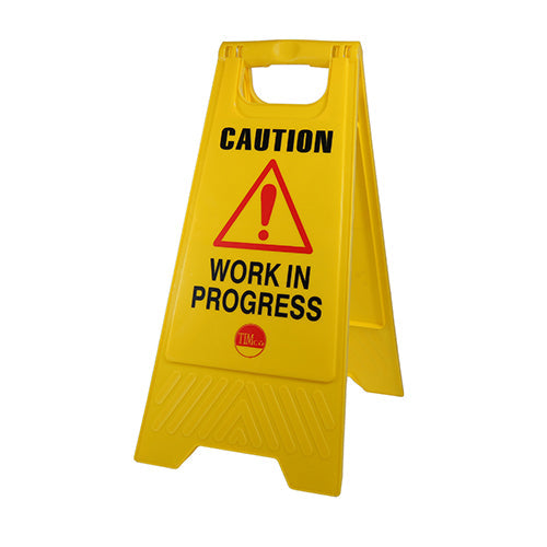 This is an image of Timco - A-Frame Safety Sign - Caution Work in Progress 610 x 300 x 30 (1 Each Bag) 747159