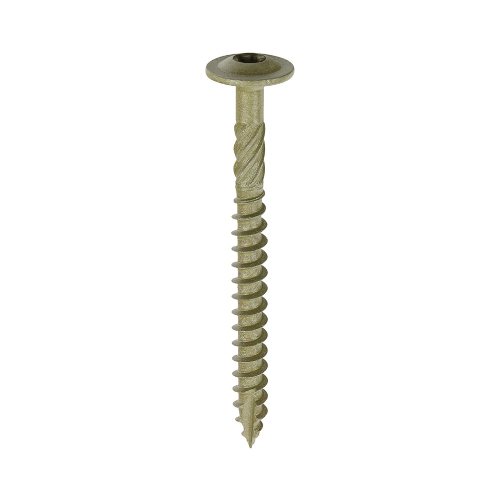 This is an image of Timco - Timber Frame Construction & Landscaping Screws - Wafer - Exterior - Green Organic 6.7 x 75mm - (50 PCS Box) 75INW