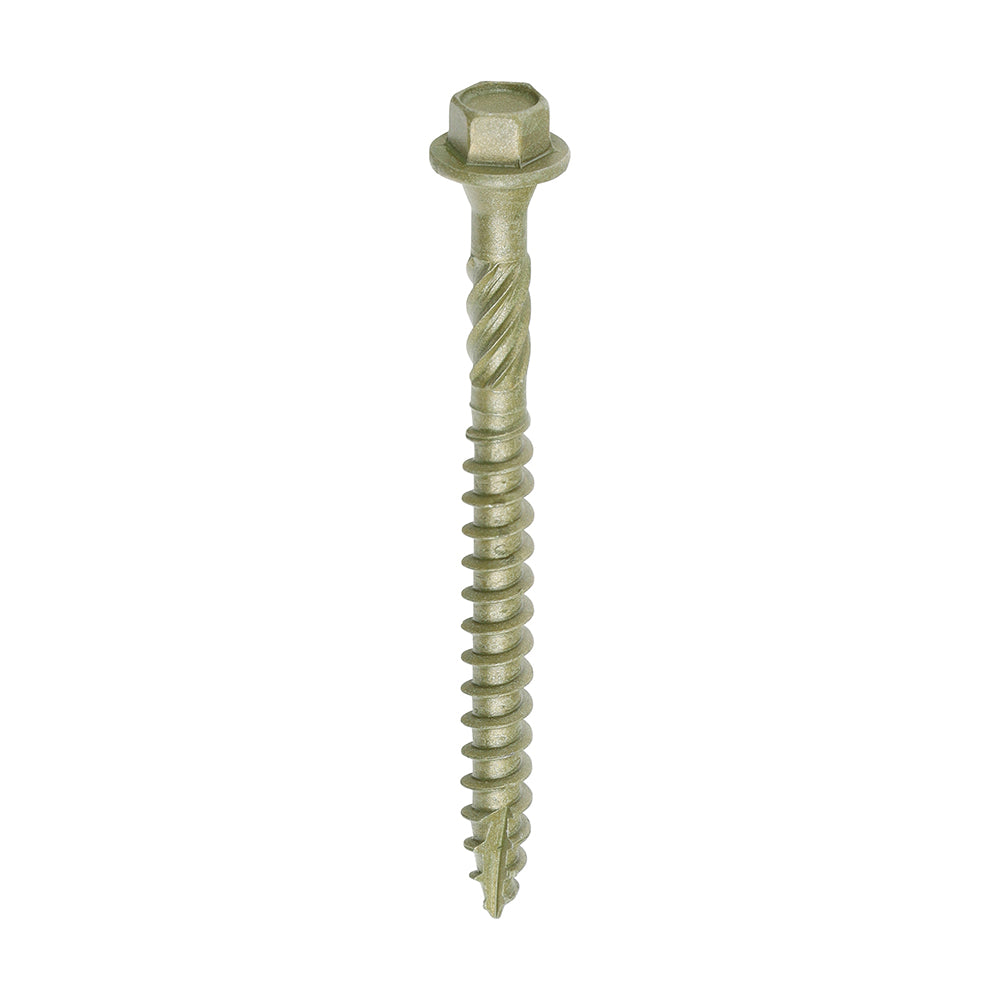 This is an image of Timco - Timber Frame Construction & Landscaping Screws - Hex - Exterior - Green Organic 6.7 x 75mm - (50 PCS Box) 75IN