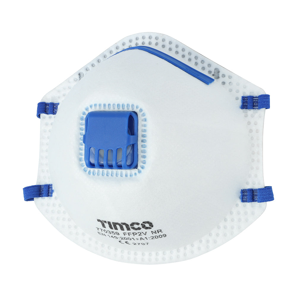 This is an image of Timco - FFP2 Moulded Masks with Valve One Size (3 Pieces Bag) 770045