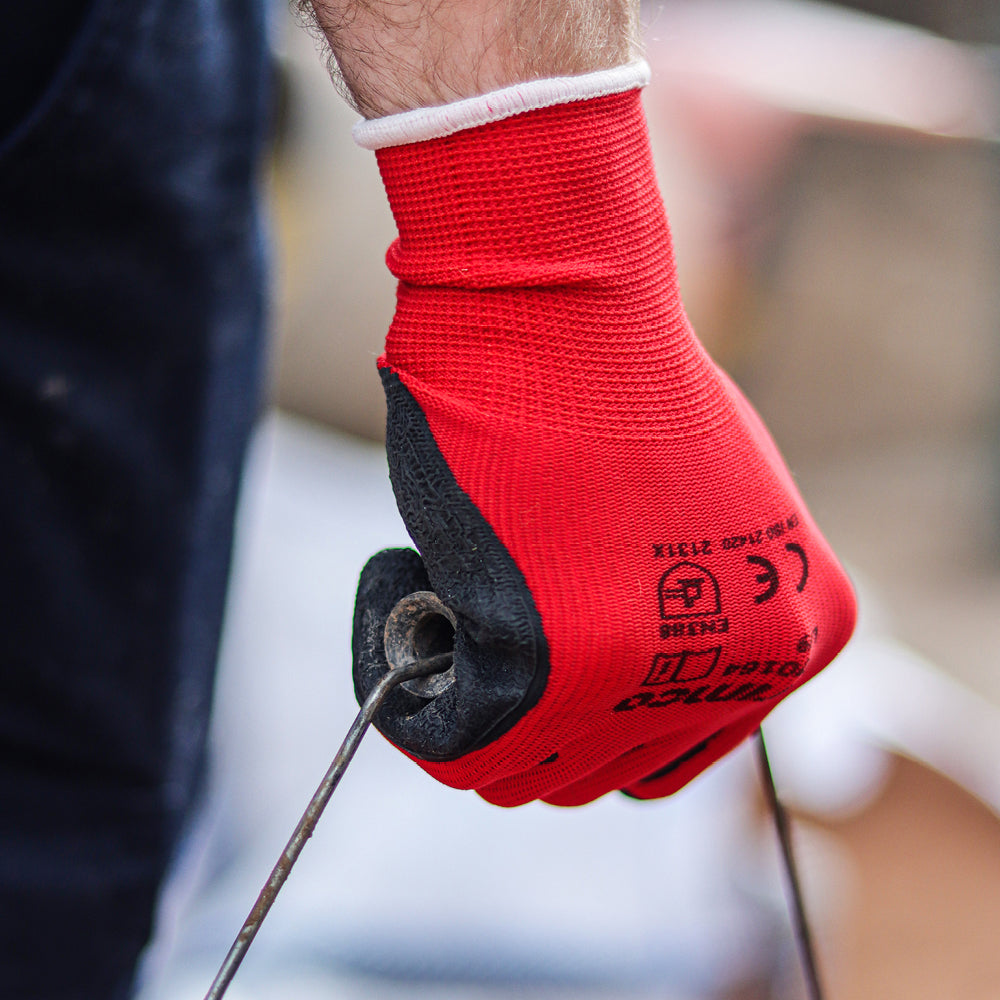 This is an image of Timco - Light Grip Gloves - Crinkle Latex Coated Polyester Large (1 Pairs Backing Card) 770164