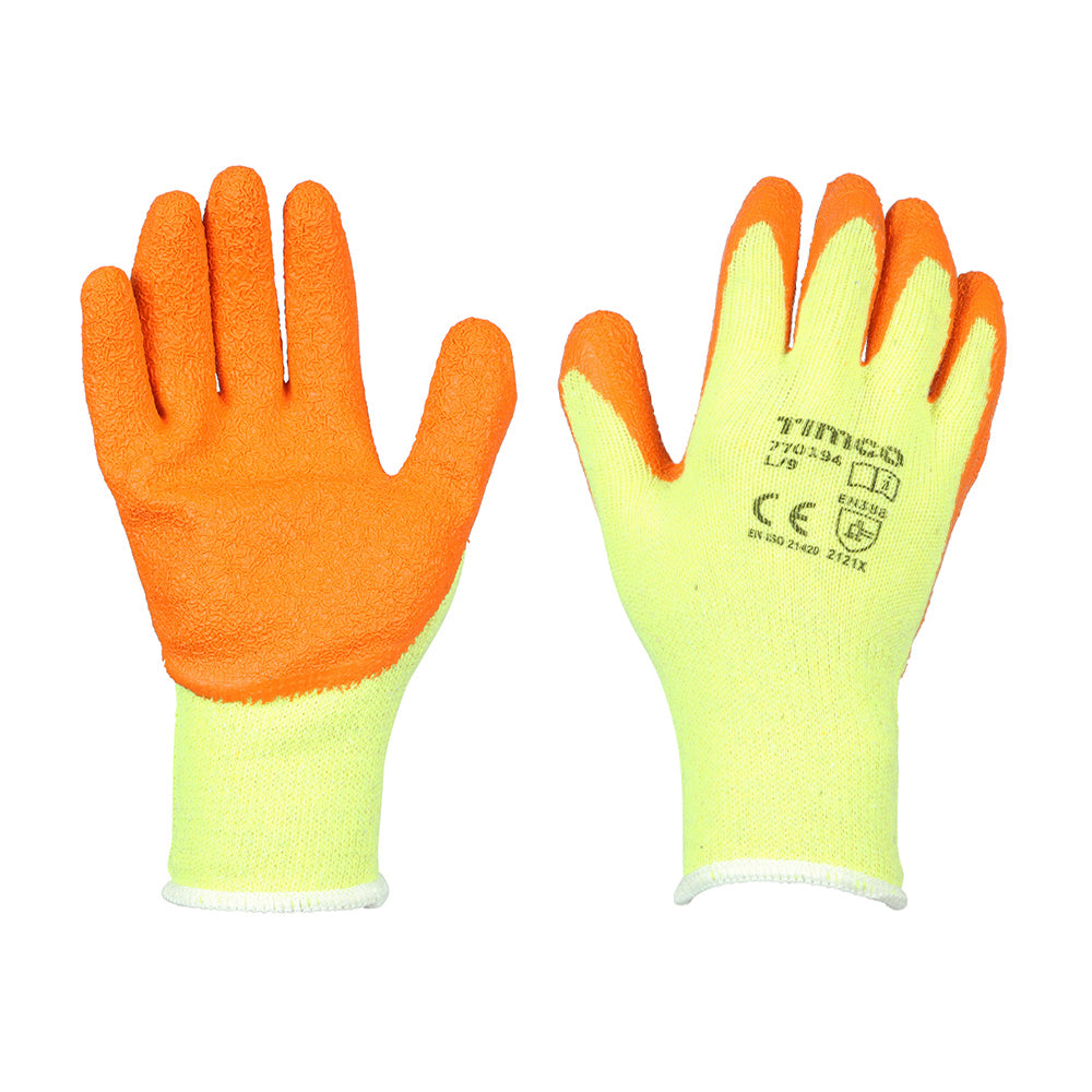 This is an image of Timco - Eco-Grip Gloves - Crinkle Latex Coated Polycotton Large (1 Pairs Backing Card) 770194